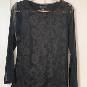 long sleeve black with roses t shirt